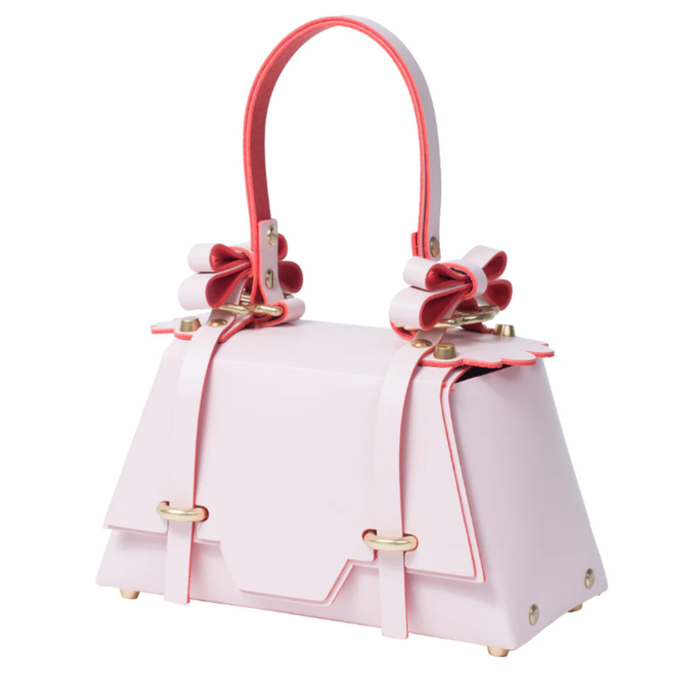 Niels Peeraer Winged Sister Box in Two Tone Pale Pink with Crossbody Bag Purse